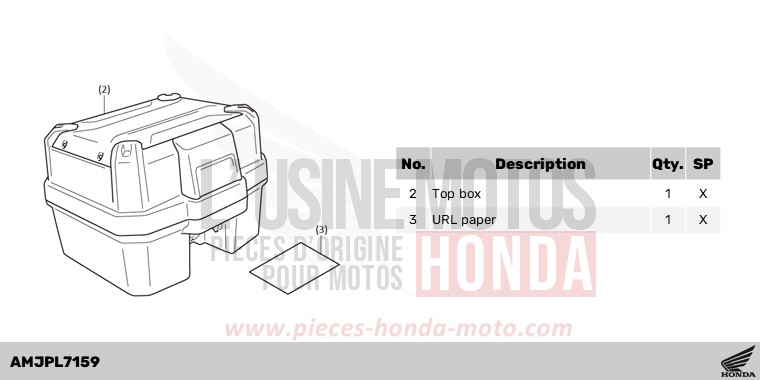 KIT,TOP BOX 38L de X-ADV 750 SHASTA WHITE (NH138) 2023